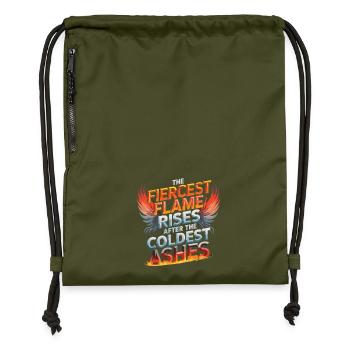 The Fiercest Flame Rises After The Coldest Ashes - Gymsac made from recycled material - military green - Front