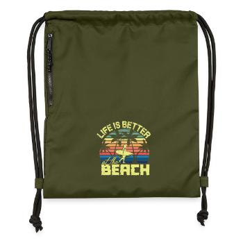 Beach Surfer Retro Sunset - Gymsac made from recycled material - military green - Front