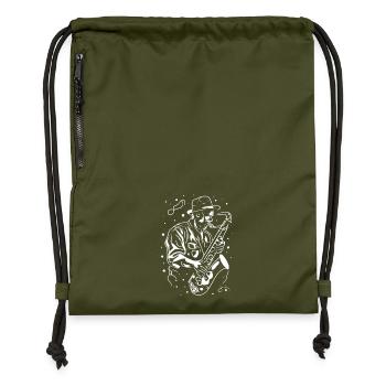 Saxophone Grandpa - Sac à cordon en polyester recyclé - military green - Devant