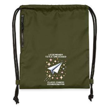 Legendärer Titel freigeschaltet | Klassenchaos - Turnbeutel aus Recycling-Material - military Green - Vorne
