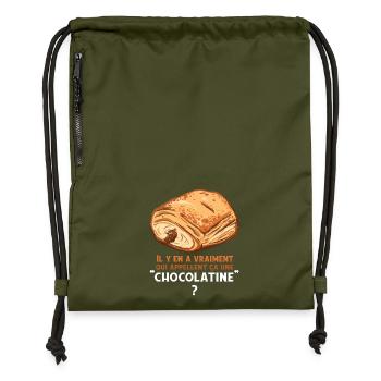 Humor Chocolatine Pain au Chocolat Frühstück - Turnbeutel aus Recycling-Material - military Green - Vorne