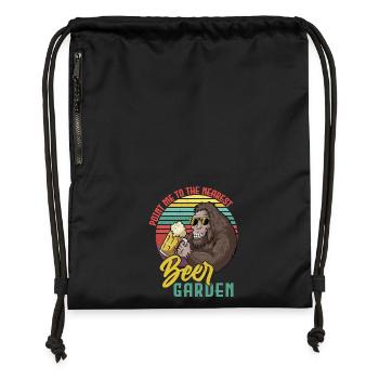 Sasquatch Biergarten Retro - Turnbeutel aus Recycling-Material - Schwarz - Vorne