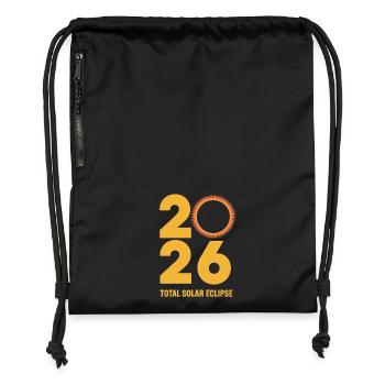 2026 Total Solar Eclipse Path Retro - Turnbeutel aus Recycling-Material - Schwarz - Vorne