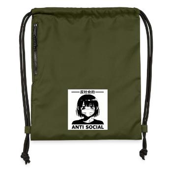 Antisoziales Japanisches Vaporwave Anime Mädchen - Turnbeutel aus Recycling-Material - military Green - Vorne