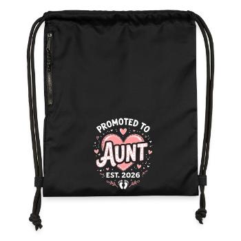 Aunt 2026 Aunt 2026 Promoted to Aunt 2026 - Gymsac made from recycled material - black - Front
