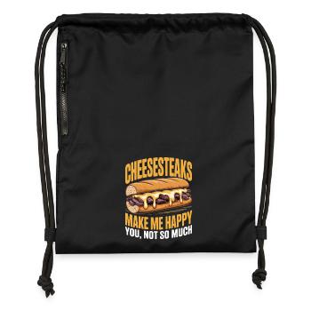 Cheesesteaks machen mich glücklich - Turnbeutel aus Recycling-Material - Schwarz - Vorne