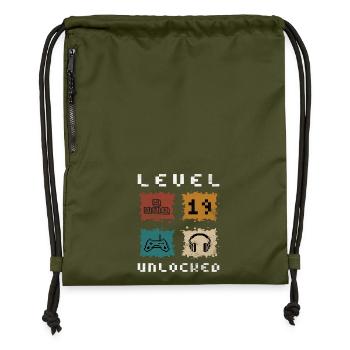 Level 19 freigeschaltet - Turnbeutel aus Recycling-Material - military Green - Vorne