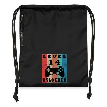 Level 14 Freigeschaltet Gamepad - Turnbeutel aus Recycling-Material - Schwarz - Vorne
