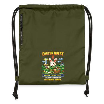 Pixel Bunny et Panier de Piliers de la quête de Pâques - Sac à cordon en polyester recyclé - military green - Devant