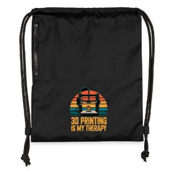 3D Printing Is My Therapy Retro 3D Printer Maker - Gymsac made from recycled material - black - Front