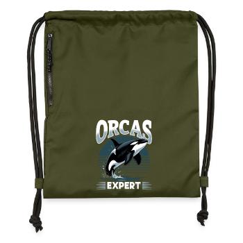 Funny Orca - Turnbeutel aus Recycling-Material - military Green - Vorne