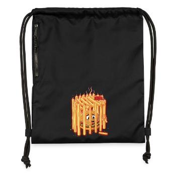 burger_pommes_gefaengnis - Turnbeutel aus Recycling-Material - Schwarz - Vorne