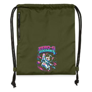 Null-G Zoomies | Astro Katze Weltraum Humor - Turnbeutel aus Recycling-Material - military Green - Vorne