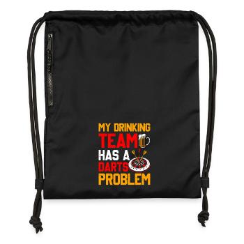 Dartspieler Dart - Mein Trinkteam hat Dartprobleme - Turnbeutel aus Recycling-Material - Schwarz - Vorne