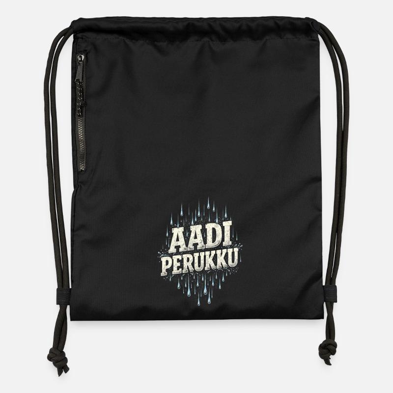 Tamoul, Tamilisch, Sri Lanka, Aadi Perukku, - Sac à cordon en polyester recyclé - noir
