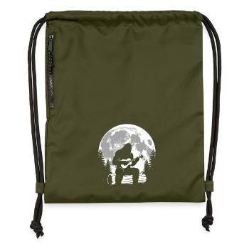 Bigfoot plays ukulele - Gymsac made from recycled material - military green - Front