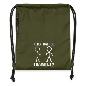 Strichmännchen HAST DU TRAINIERT Lustiges - Turnbeutel aus Recycling-Material - military Green - Vorne
