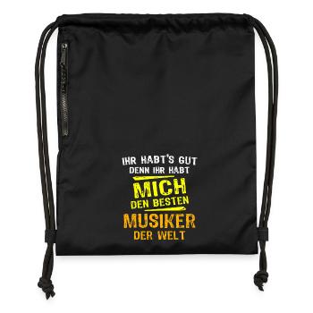 Musiker Geschenk - Turnbeutel aus Recycling-Material - Schwarz - Vorne