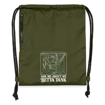 Frag mich nach meinem Betta-Aquarium - Turnbeutel aus Recycling-Material - military Green - Vorne