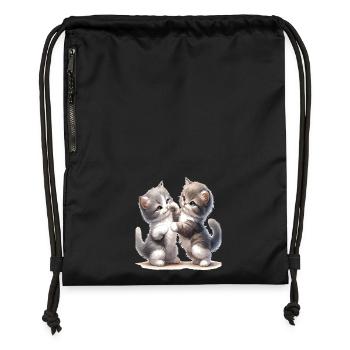 Illustration de l’amitié du chaton - Sac à cordon en polyester recyclé - noir - Devant