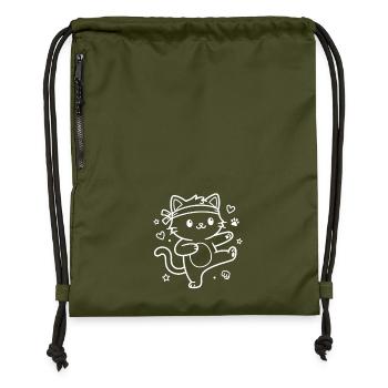 Karate Kawaii Katze - Turnbeutel aus Recycling-Material - military Green - Vorne