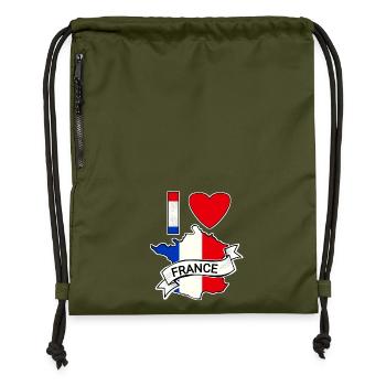France - Flag - Map - Gymsac made from recycled material - military green - Front