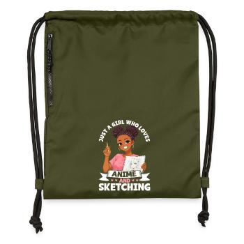 Nur Ein Mädchen, Das Anime Liebt Und Afro Zeichnet - Turnbeutel aus Recycling-Material - military Green - Vorne