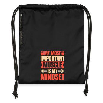 Motivation en forme Bodybuilder Mentalité importante - Sac à cordon en polyester recyclé - noir - Devant
