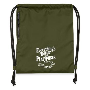 Tout va mieux avec les ornithorynques - Sac à cordon en polyester recyclé - military green - Devant