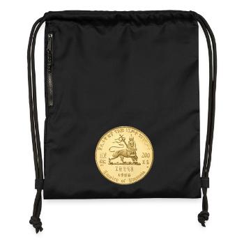 Lion of Judah Selassie I Jah Rastafari Rasta Roots - Gymsac made from recycled material - black - Front