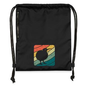 Nouvelle-Zélande Oiseau Kiwi mignon Rétro Vintage NZ - Sac à cordon en polyester recyclé - noir - Devant