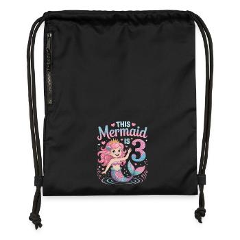 Mermaid 3rd Birthday 3 Years - Gymsac made from recycled material - black - Front