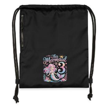 Mermaid 3rd Birthday 3 Years - Gymsac made from recycled material - black - Front