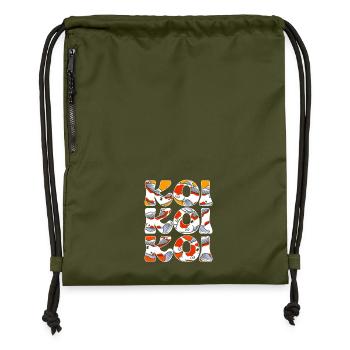Koi Koi Koi Koi Koi Poisson Koi Carpe - Sac à cordon en polyester recyclé - military green - Devant