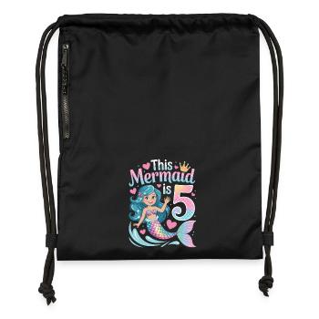 Mermaid 5th Birthday 5 Years - Gymsac made from recycled material - military green - Front