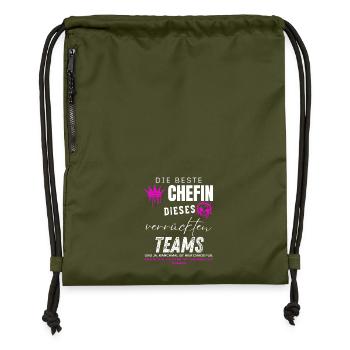 beste Chefin verrücktes Team Chefin geschenke - Sac à cordon en polyester recyclé - military green - Devant