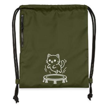 Kawaii Katzen Trampolin - Turnbeutel aus Recycling-Material - military Green - Vorne
