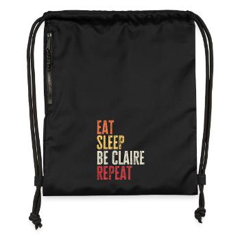 Mange, dors Be Claire, répète le nom rétro - Sac à cordon en polyester recyclé - noir - Devant