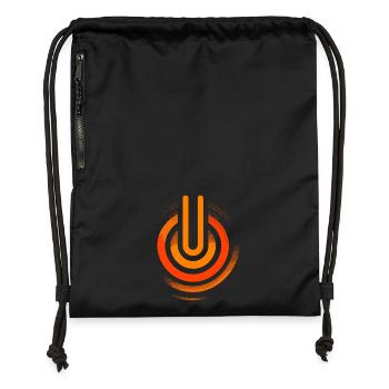 Energiegeladenes Fitness & Tech Symbol Design - Turnbeutel aus Recycling-Material - Schwarz - Vorne