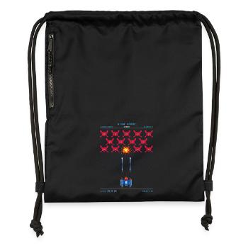 Retro Arcade 80er Pixel Alien Gamer Vintage - Turnbeutel aus Recycling-Material - Schwarz - Vorne