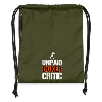 Unpaid Boxer Critic Funny Combat Sports Art - Gymsac made from recycled material - military green - Front