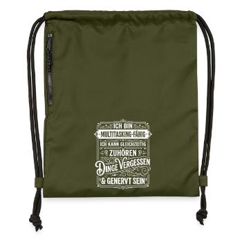 Ich bin multitasking-fähig – zuhören, vergessen - Turnbeutel aus Recycling-Material - military Green - Vorne