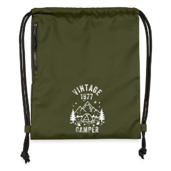 Vintage 1977 Camper 50th Birthday 2027 - Gymsac made from recycled material - military green - Front