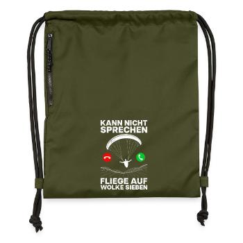Vol en parapente JE NE PARLE PAS VOLER Drôle - Sac à cordon en polyester recyclé - military green - Devant