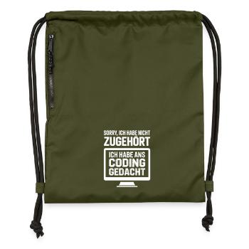 I was thinking coding - Gymsac made from recycled material - military green - Front