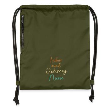 Midwife Obgyn Obstetrics - Gymsac made from recycled material - military green - Front