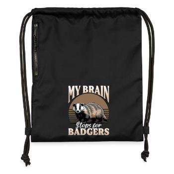Funny Animal Badger - Gymsac made from recycled material - black - Front