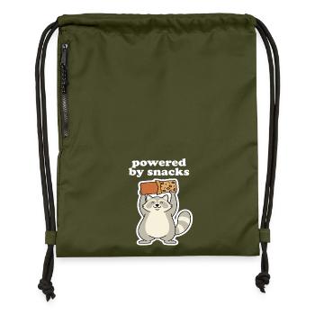 Propulsé par le motif des encas ratons laveurs - Sac à cordon en polyester recyclé - military green - Devant