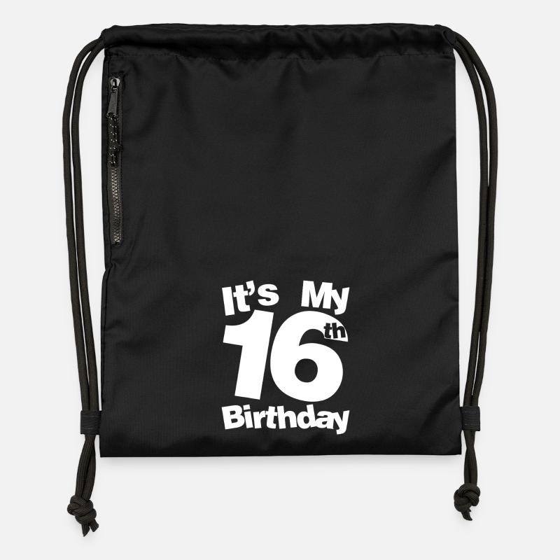C’est mon 16e anniversaire - Sac à cordon en polyester recyclé - noir