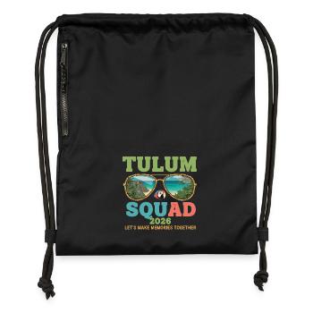 Tulum Squad 2026 Urlaub - Turnbeutel aus Recycling-Material - Schwarz - Vorne
